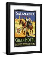 Label from the Gran Hotel, Salamanca (Spain) Featuring Typical Spanish Folklore Figures-null-Framed Photographic Print