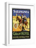 Label from the Gran Hotel, Salamanca (Spain) Featuring Typical Spanish Folklore Figures-null-Framed Photographic Print