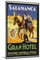 Label from the Gran Hotel, Salamanca (Spain) Featuring Typical Spanish Folklore Figures-null-Mounted Photographic Print