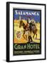 Label from the Gran Hotel, Salamanca (Spain) Featuring Typical Spanish Folklore Figures-null-Framed Photographic Print
