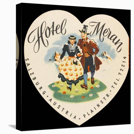 Label from the Hotel Meran Salzburg Austria-null-Stretched Canvas