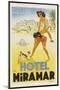 Label from the Hotel Miramar, Malaga, (Spain) Invites You to Fun and Games on the Beach-null-Mounted Art Print