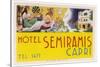 Label from the Hotel Semiramis Capri-null-Stretched Canvas