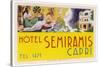 Label from the Hotel Semiramis Capri-null-Stretched Canvas