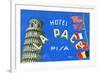 Label, Hotel La Pace, Pisa, Italy-null-Framed Premium Giclee Print