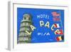 Label, Hotel La Pace, Pisa, Italy-null-Framed Art Print