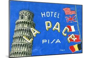 Label, Hotel La Pace, Pisa, Italy-null-Mounted Art Print