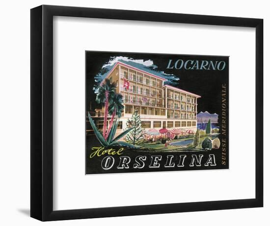 Label, Hotel Orselina, Locarno, Switzerland-null-Framed Art Print