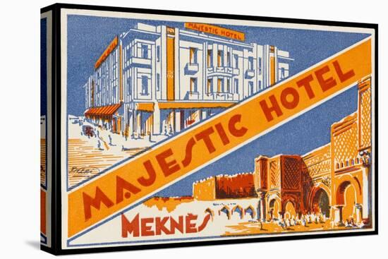 Label of the Majestic Hotel, Meknes, Morocco-null-Stretched Canvas