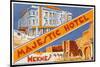 Label of the Majestic Hotel, Meknes, Morocco-null-Mounted Premium Giclee Print
