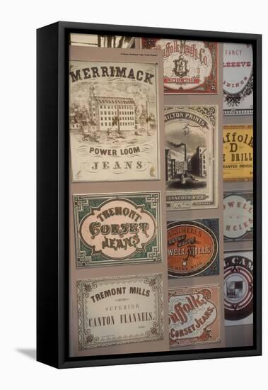 Labels for Cloth Woven at 19th-Century Textile Mills, Displayed in Lowell, Massachusetts-null-Framed Stretched Canvas