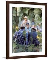 Labor Activist Cesar Chavez Talking in Field with Grape Pickers of United Farm Workers Union-Arthur Schatz-Framed Premium Photographic Print