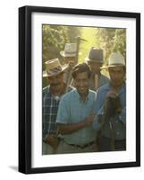 Labor Activist Cesar Chavez Talking in Field with Grape Pickers of United Farm Workers Union-Arthur Schatz-Framed Premium Photographic Print