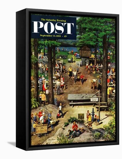 "Labor Day Picnic" Saturday Evening Post Cover, September 11, 1954-Stevan Dohanos-Framed Stretched Canvas