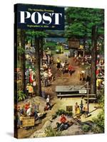 "Labor Day Picnic" Saturday Evening Post Cover, September 11, 1954-Stevan Dohanos-Stretched Canvas