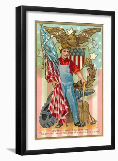 Labor Day Souvenir, Labor Conquers Everything-null-Framed Art Print
