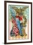 Labor Day Souvenir Labor Holding US Flag and Sledgehammer-Lantern Press-Framed Art Print