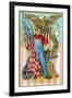 Labor Day Souvenir Labor Holding US Flag and Sledgehammer-Lantern Press-Framed Art Print