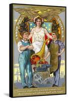 Labor Day Souvenir Laborers with Lady Justice-Lantern Press-Framed Stretched Canvas