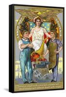 Labor Day Souvenir Laborers with Lady Justice-Lantern Press-Framed Stretched Canvas