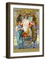 Labor Day Souvenir Laborers with Lady Justice-Lantern Press-Framed Art Print