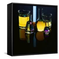 Laboratory Flasks and Beakers Filled with Liquid-James L. Amos-Framed Stretched Canvas