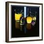 Laboratory Flasks and Beakers Filled with Liquid-James L. Amos-Framed Photographic Print