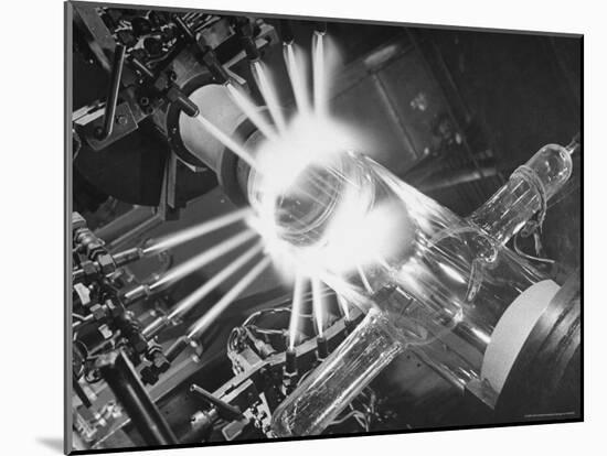 Laboratory Scene of Oxygen Hydrogen Flames Heating a Long Glass Tube to 900 Degrees Centigrade-Andreas Feininger-Mounted Photographic Print