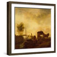 Laborers loading Peat from a Barge onto a Wagon-Philips Wouwermans or Wouvermans-Framed Giclee Print