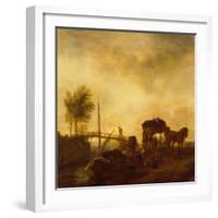 Laborers loading Peat from a Barge onto a Wagon-Philips Wouwermans or Wouvermans-Framed Giclee Print