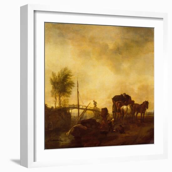 Laborers loading Peat from a Barge onto a Wagon-Philips Wouwermans or Wouvermans-Framed Giclee Print