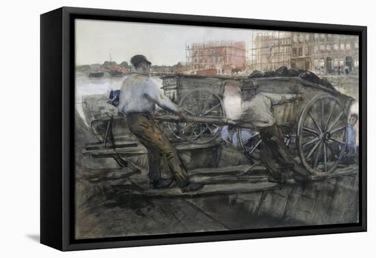 Labourers Pulling a Heavily Laden Cart on Jacob van Lennepkade, Amsterdam, 1900-Georg-Hendrik Breitner-Framed Stretched Canvas