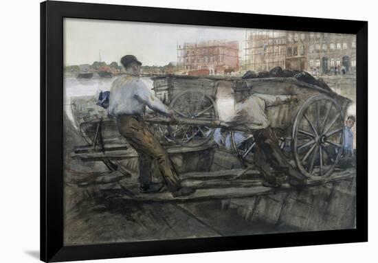 Labourers Pulling a Heavily Laden Cart on Jacob van Lennepkade, Amsterdam, 1900-Georg-Hendrik Breitner-Framed Giclee Print