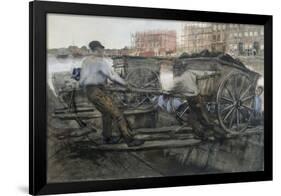 Labourers Pulling a Heavily Laden Cart on Jacob van Lennepkade, Amsterdam, 1900-Georg-Hendrik Breitner-Framed Giclee Print