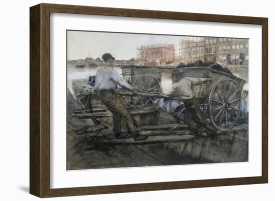 Labourers Pulling a Heavily Laden Cart on Jacob van Lennepkade, Amsterdam, 1900-Georg-Hendrik Breitner-Framed Giclee Print