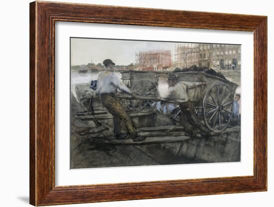 Labourers Pulling a Heavily Laden Cart on Jacob van Lennepkade, Amsterdam, 1900-Georg-Hendrik Breitner-Framed Giclee Print