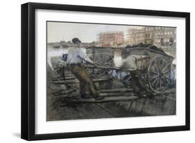 Labourers Pulling a Heavily Laden Cart on Jacob van Lennepkade, Amsterdam, 1900-Georg-Hendrik Breitner-Framed Giclee Print