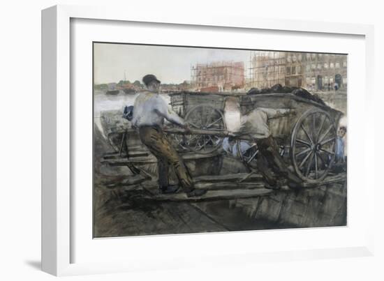 Labourers Pulling a Heavily Laden Cart on Jacob van Lennepkade, Amsterdam, 1900-Georg-Hendrik Breitner-Framed Giclee Print