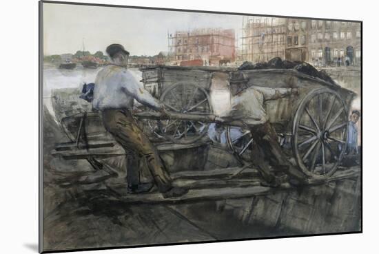 Labourers Pulling a Heavily Laden Cart on Jacob van Lennepkade, Amsterdam, 1900-Georg-Hendrik Breitner-Mounted Giclee Print