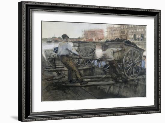 Labourers Pulling a Heavily Laden Cart on Jacob van Lennepkade, Amsterdam, 1900-Georg-Hendrik Breitner-Framed Giclee Print