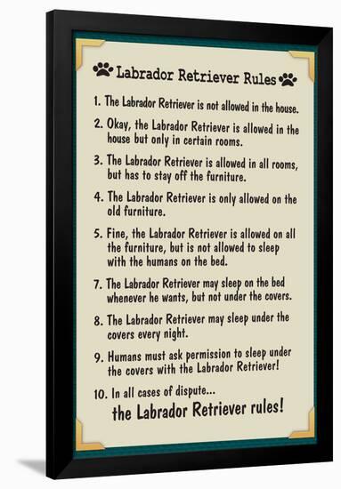 Labrador Retreiver House Rules-null-Framed Poster