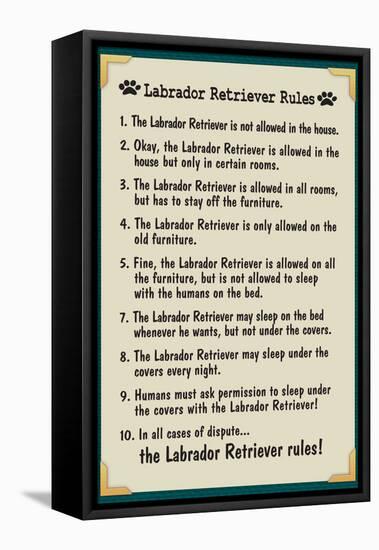 Labrador Retreiver House Rules-null-Framed Stretched Canvas