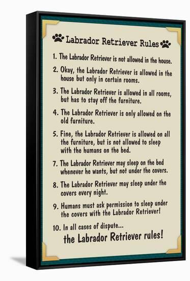 Labrador Retreiver House Rules-null-Framed Stretched Canvas