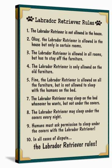 Labrador Retreiver House Rules-null-Stretched Canvas