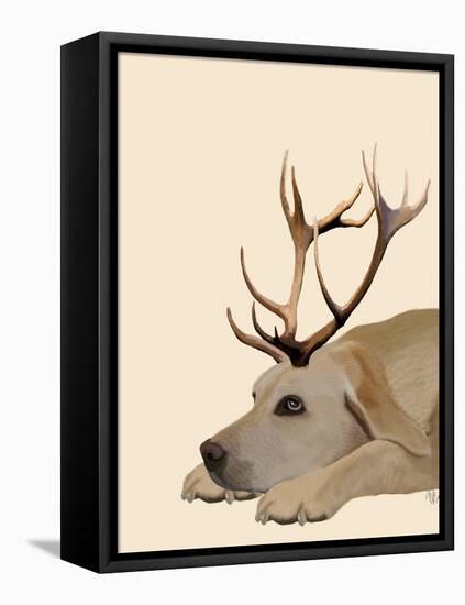 Labrador with Antlers-Fab Funky-Framed Stretched Canvas