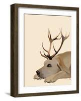 Labrador with Antlers-Fab Funky-Framed Art Print