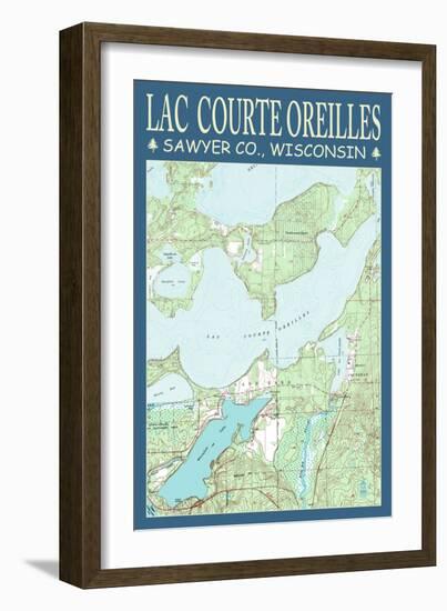 Lac Courte Oreilles Chart - Sawyer County, Wisconsin-Lantern Press-Framed Art Print