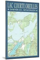 Lac Courte Oreilles Chart - Sawyer County, Wisconsin-Lantern Press-Mounted Art Print
