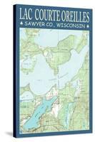 Lac Courte Oreilles Chart - Sawyer County, Wisconsin-Lantern Press-Stretched Canvas