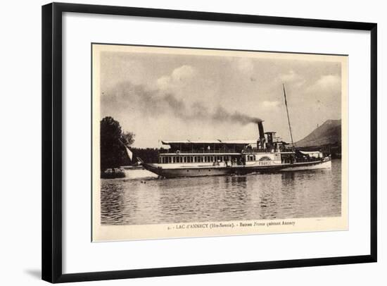 Lac D'Annecy Haute Savoie, Bateau France Quittant-null-Framed Giclee Print